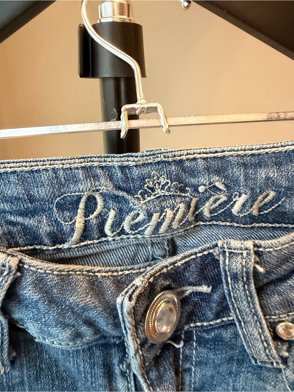 Vintage Y2K Premiere Cotton Mid Rise Bootcut Jeans Rhinestone Bling Western 1/2 - Picture 5 of 16